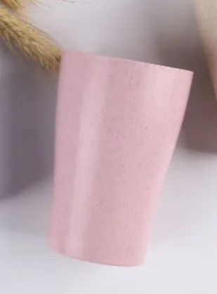 Nordic blue round water cup made from wheat straw PP with cylindrical single-layer design, 201-300ml capacity