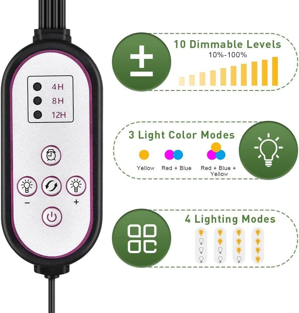 LED grow light with red blue and yellow full spectrum 216 beads aluminium shell remote control 410mm length