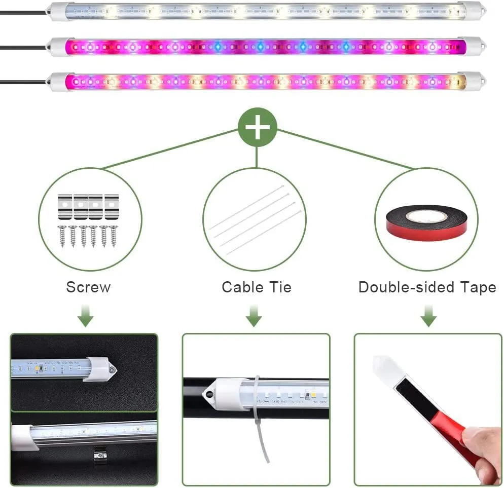 LED grow light with red blue and yellow full spectrum 216 beads aluminium shell remote control 410mm length