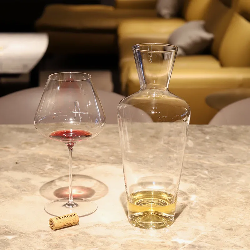 Household crystal glass wine decanter with liquor divider, 1450ml capacity, modern simple style, solid colour