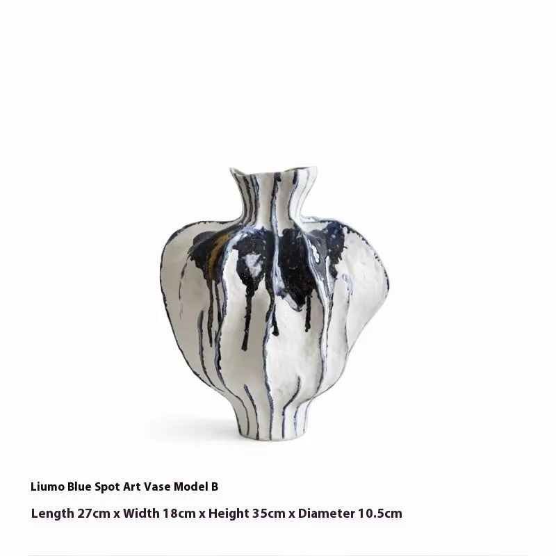 Handmade celadon ceramic vase with glass finish in modern simplicity style