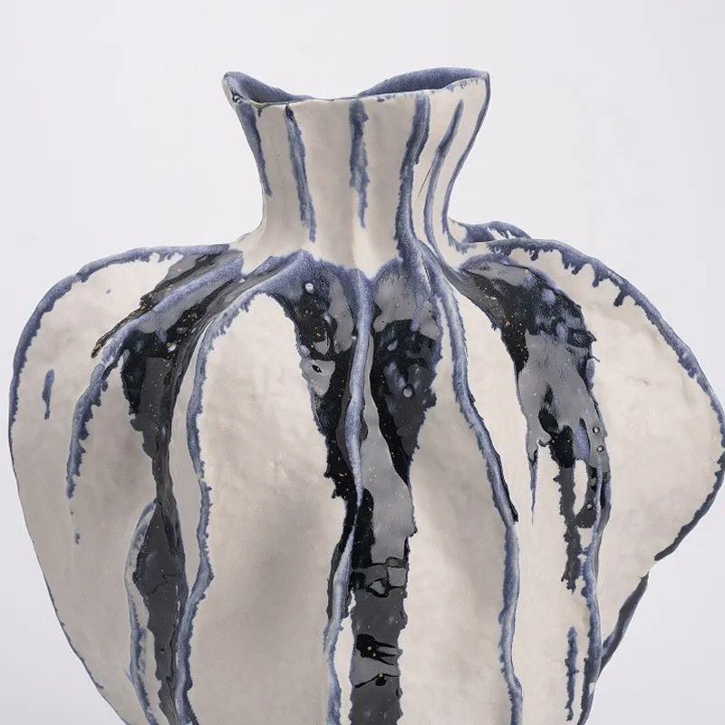 Handmade celadon ceramic vase with glass finish in modern simplicity style