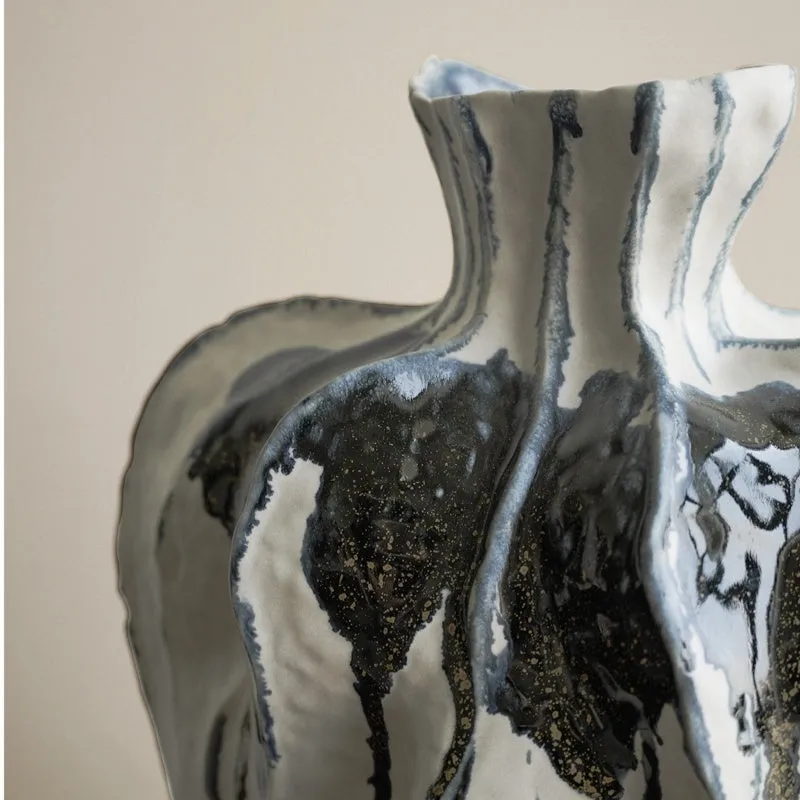Handmade celadon ceramic vase with glass finish in modern simplicity style