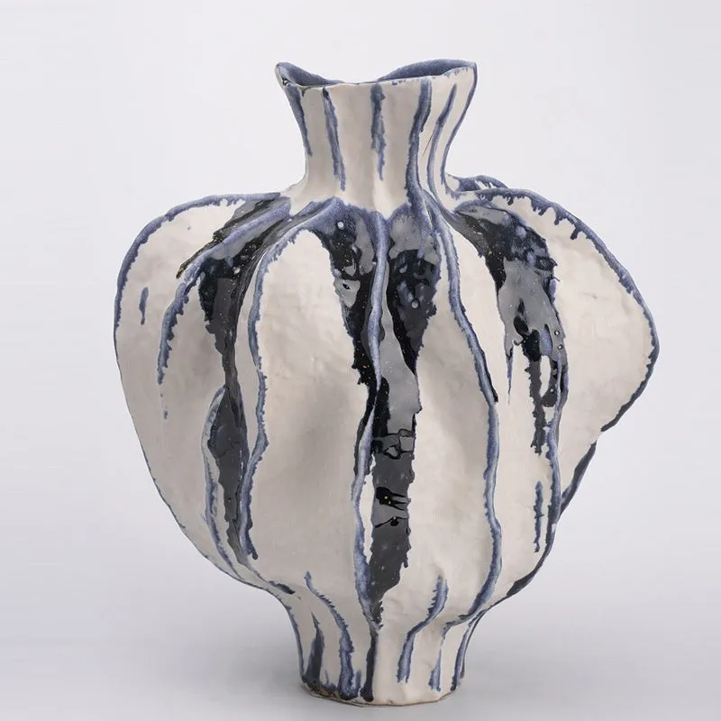 Handmade celadon ceramic vase with glass finish in modern simplicity style
