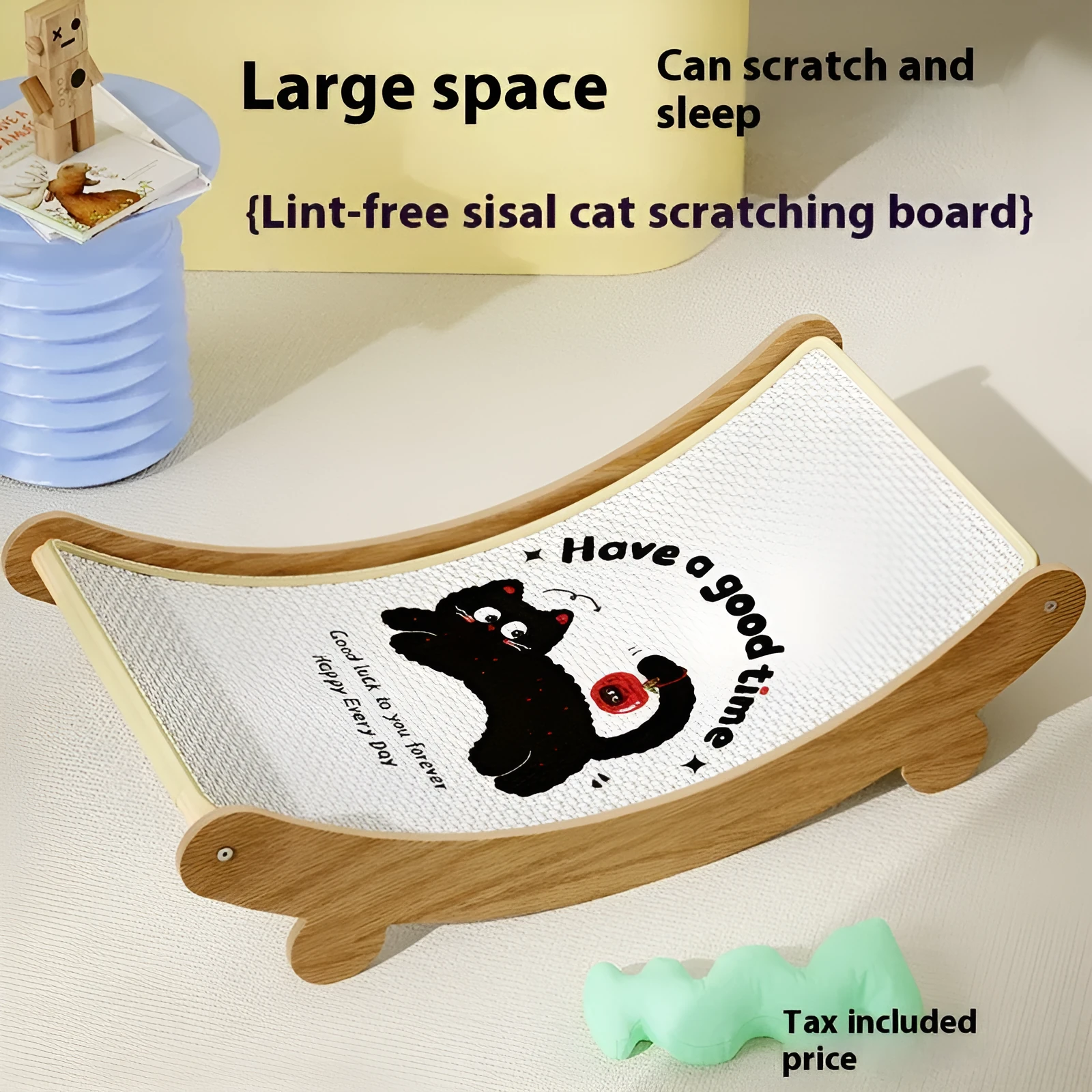 U-shaped sisal cat scratch board nest in wear-resistant non-chip recliner design for indoor cats