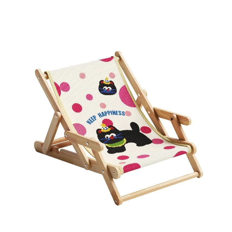 Sisal cat scratch board with solid pine wood frame and integrated cat bed in Polka Dot Black Meow colour