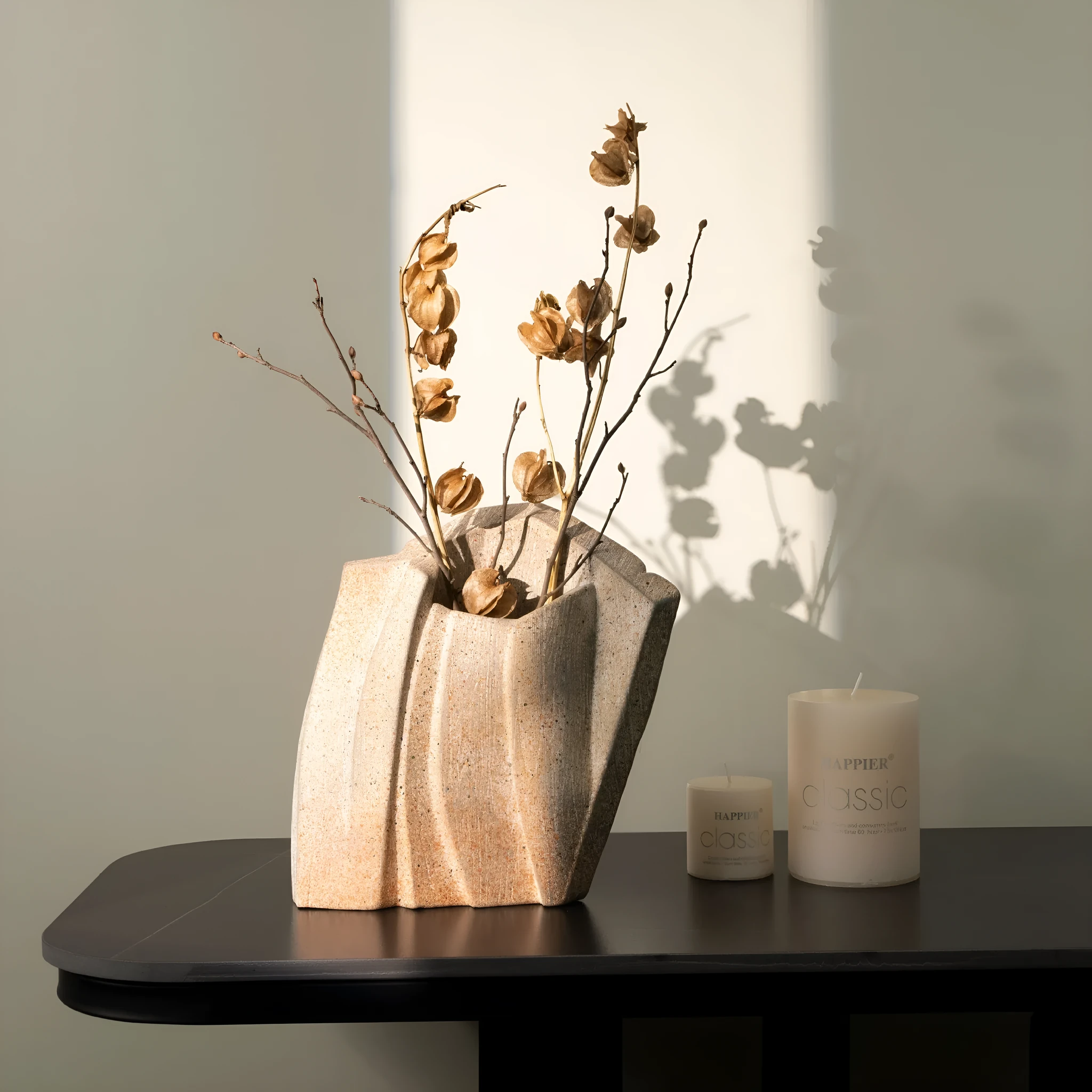 Resin reconstructed flower art displayed in ceramic vase with modern simplicity design in GT-B058 colour