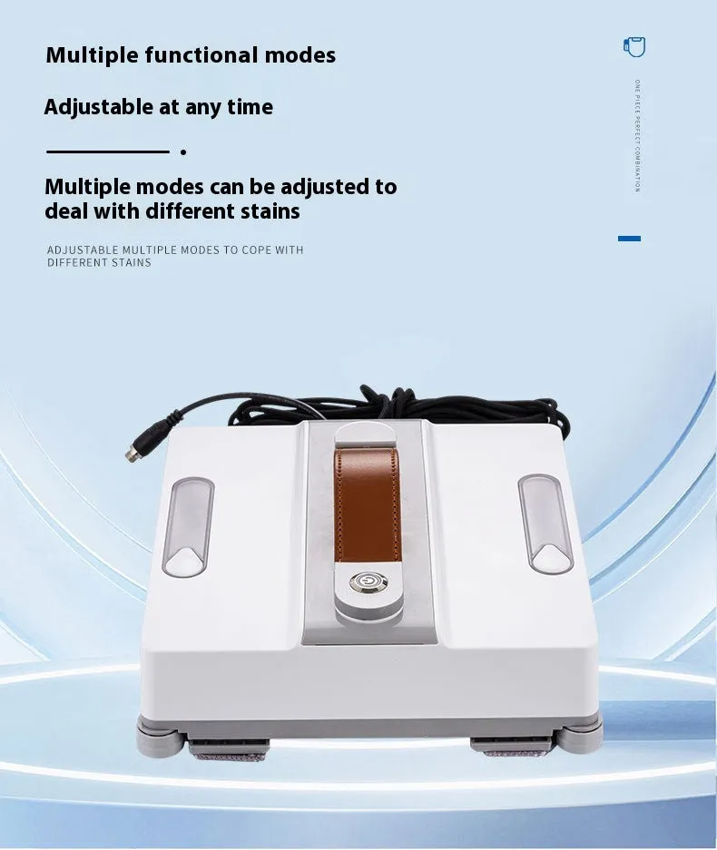 White square intelligent window cleaning robot for high-rise windows, showing control panel.