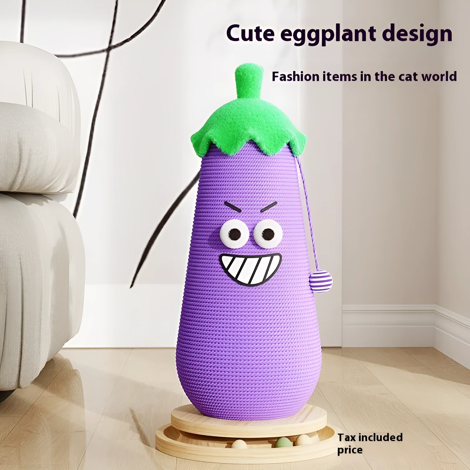 Hip hop eggplant cloth wrapper style cat scratch board with wooden base for sofa protection