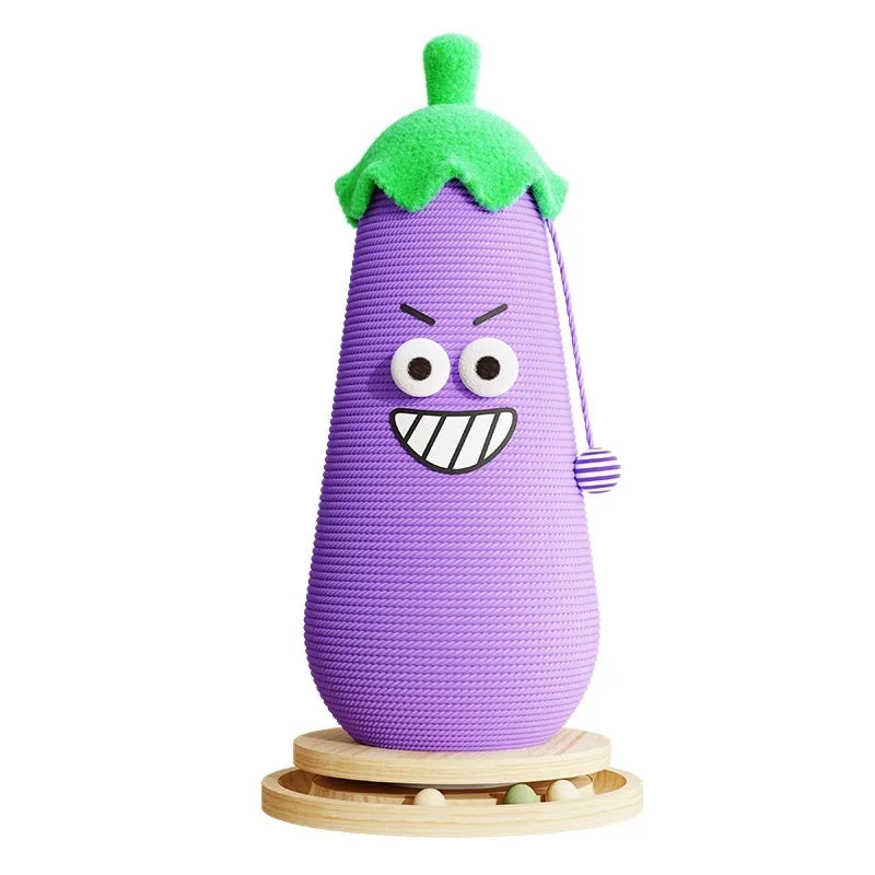 Hip hop eggplant cloth wrapper style cat scratch board with wooden base for sofa protection