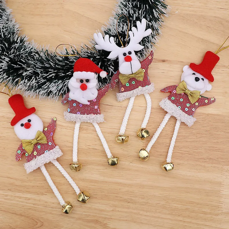 Christmas decorative pendant set showing old man, snowman, elk and bear designs for window display