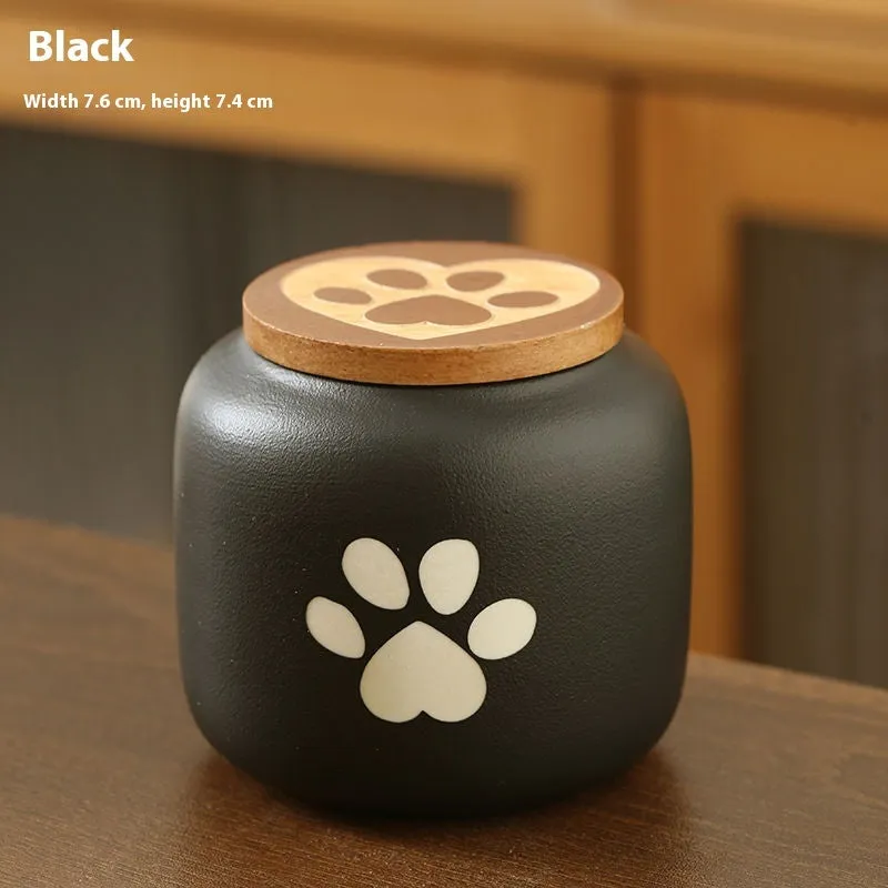 Ceramic pet funeral urn moisture-proof footprint design 180ml or 500ml black red white yellow
