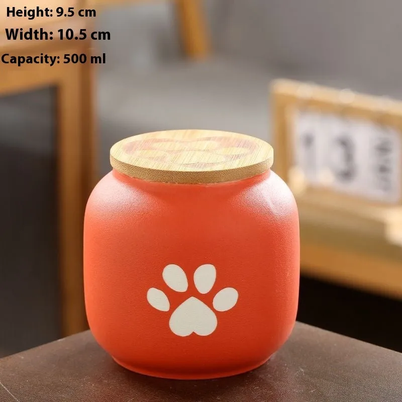 Ceramic pet funeral urn moisture-proof footprint design 180ml or 500ml black red white yellow