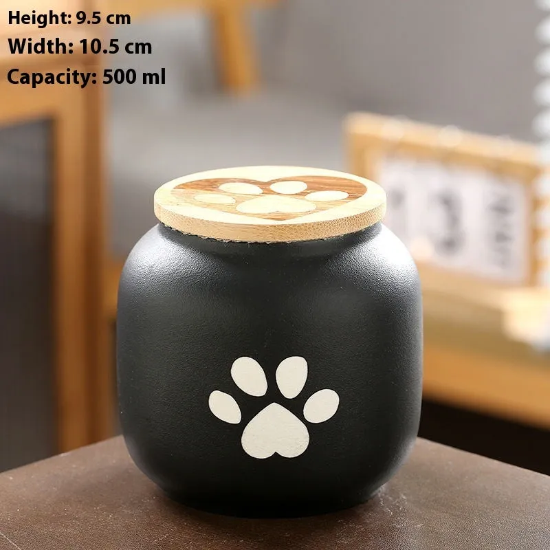 Ceramic pet funeral urn moisture-proof footprint design 180ml or 500ml black red white yellow