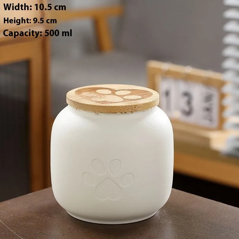 Ceramic pet funeral urn moisture-proof footprint design 180ml or 500ml black red white yellow
