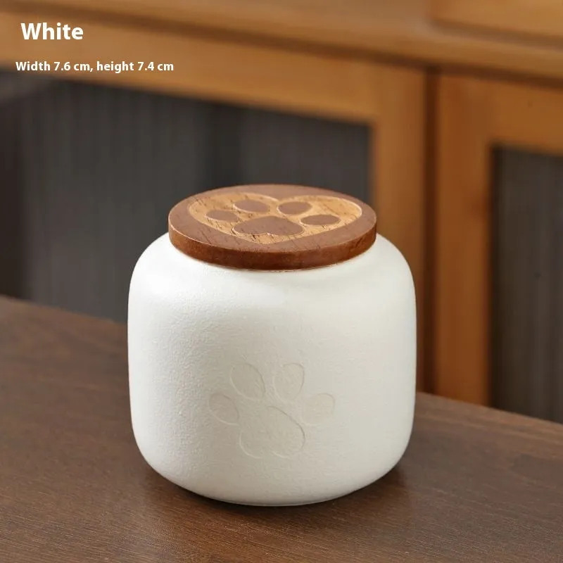 Ceramic pet funeral urn moisture-proof footprint design 180ml or 500ml black red white yellow
