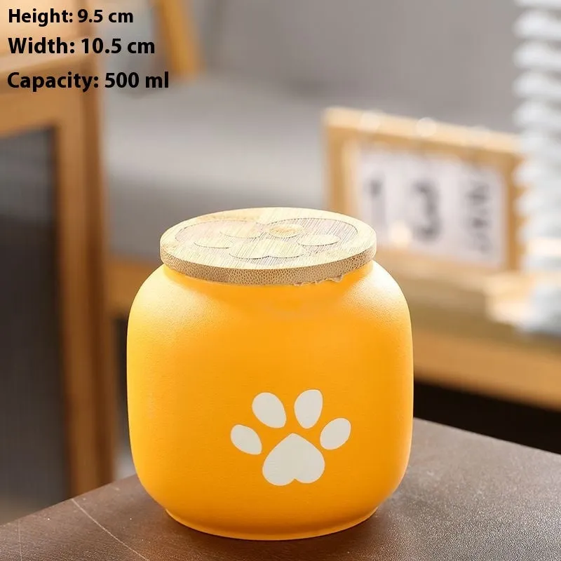 Ceramic pet funeral urn moisture-proof footprint design 180ml or 500ml black red white yellow