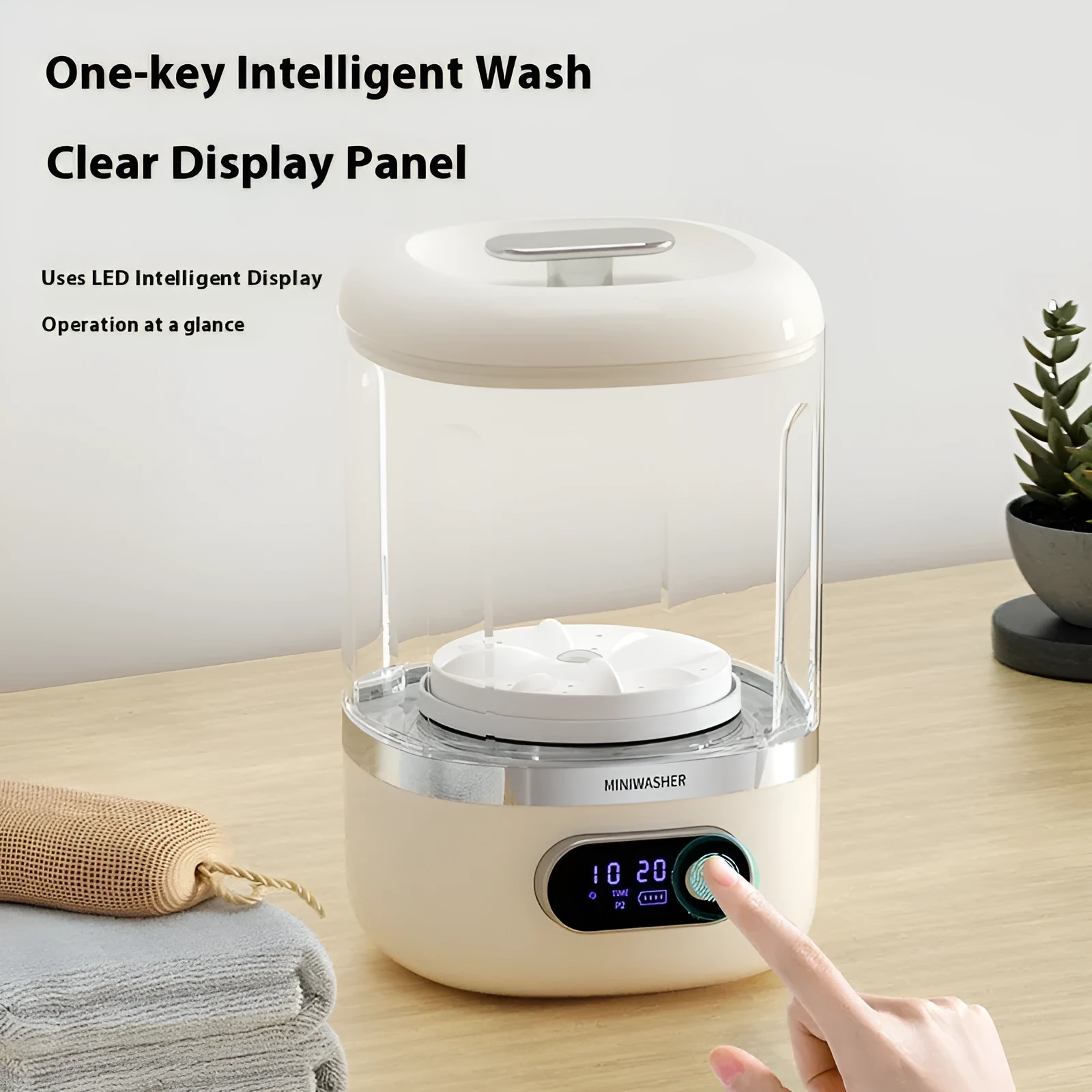 Portable white automatic cleaning machine with resin body and Type-C charging port