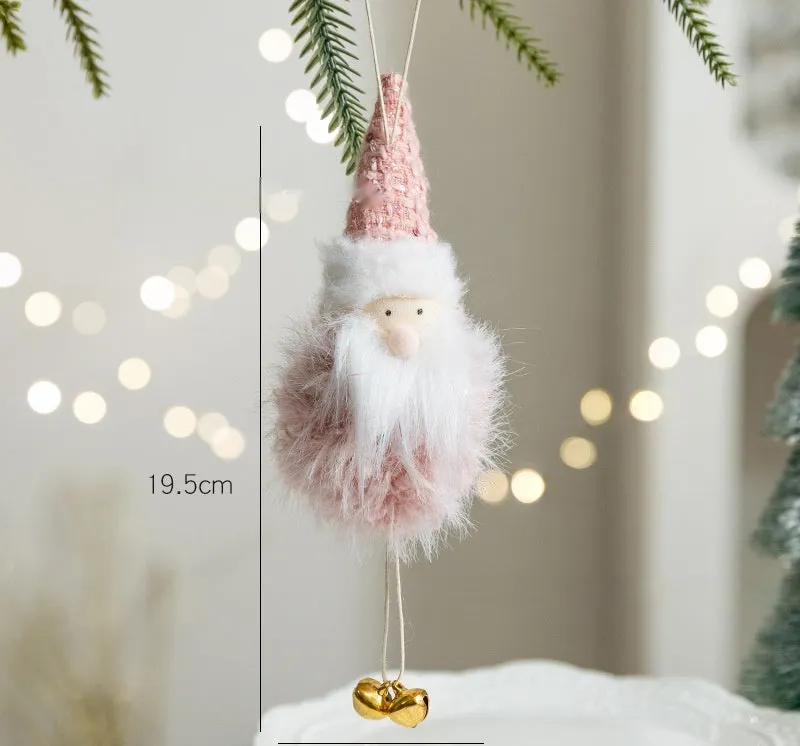 Pink plush snowman doll Christmas pendant with cloth material and modern art styling