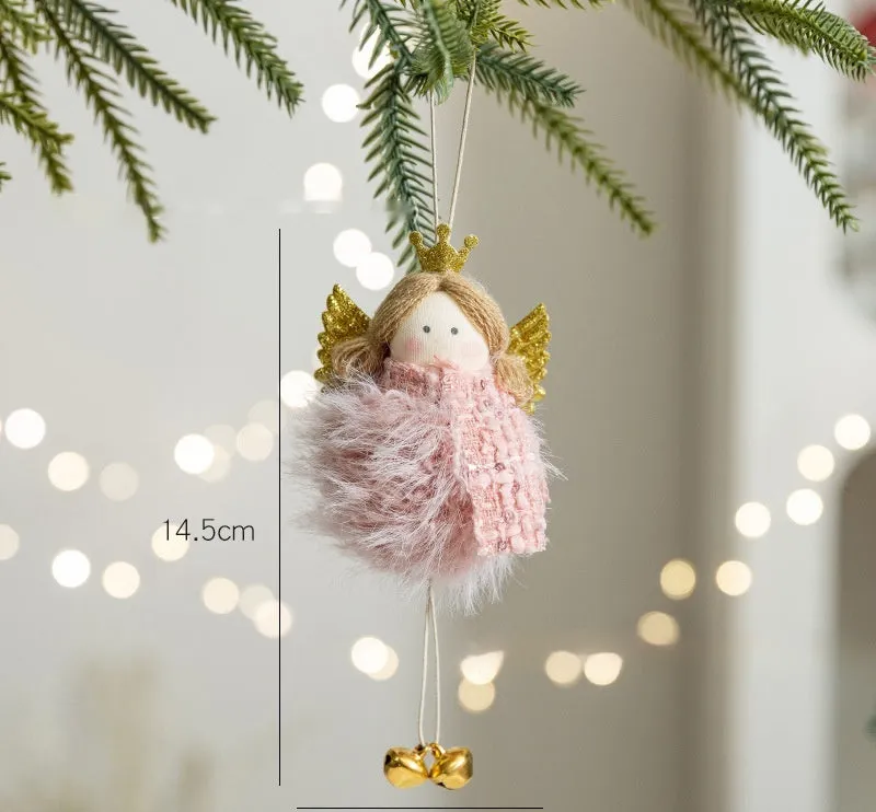 Pink plush snowman doll Christmas pendant with cloth material and modern art styling