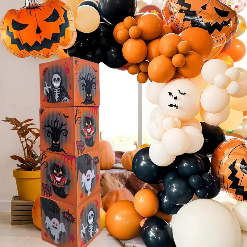 Orange blood wine bottle aluminium balloon Halloween decoration set with four ghost boxes