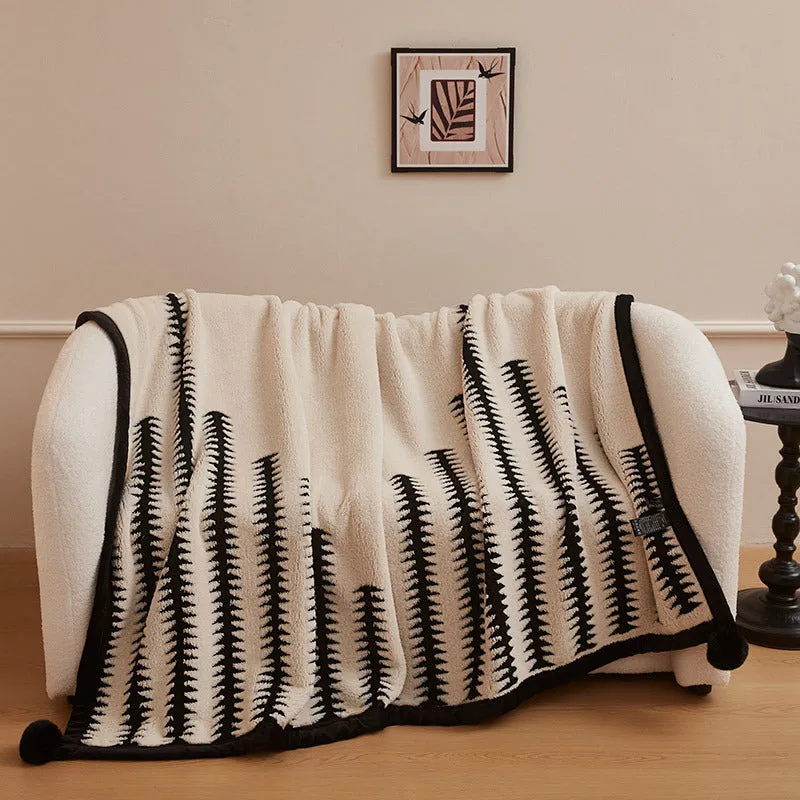 Cationic velvet multifunctional blanket in Panda Ball colour, soft fleece throw for autumn winter