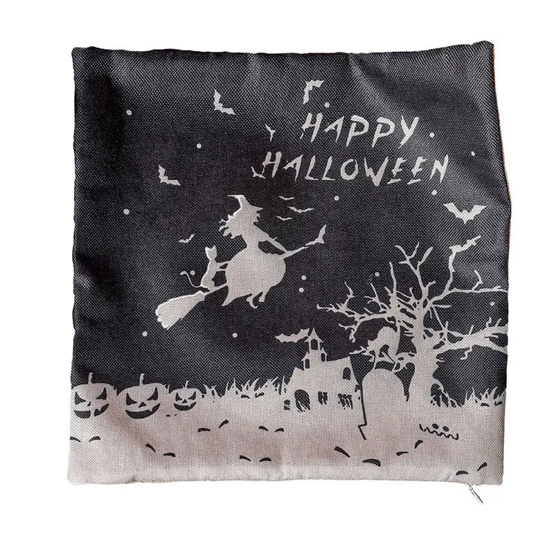 Halloween throw pillowcase 43x43cm square cloth cover with ghost design on sofa