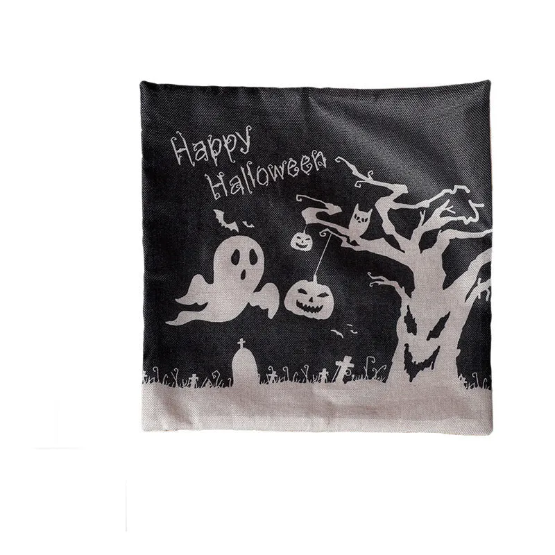 Halloween throw pillowcase 43x43cm square cloth cover with ghost design on sofa