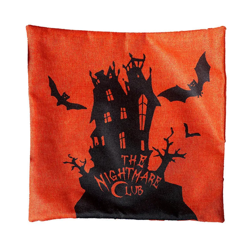 Halloween throw pillowcase 43x43cm square cloth cover with ghost design on sofa