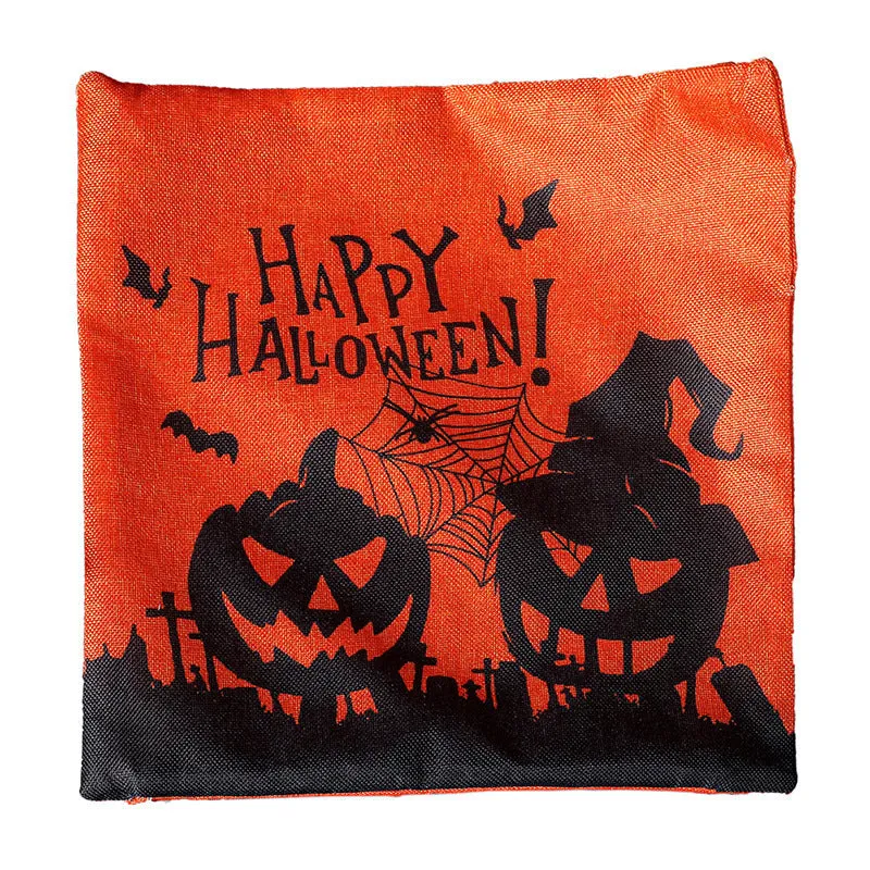 Halloween throw pillowcase 43x43cm square cloth cover with ghost design on sofa