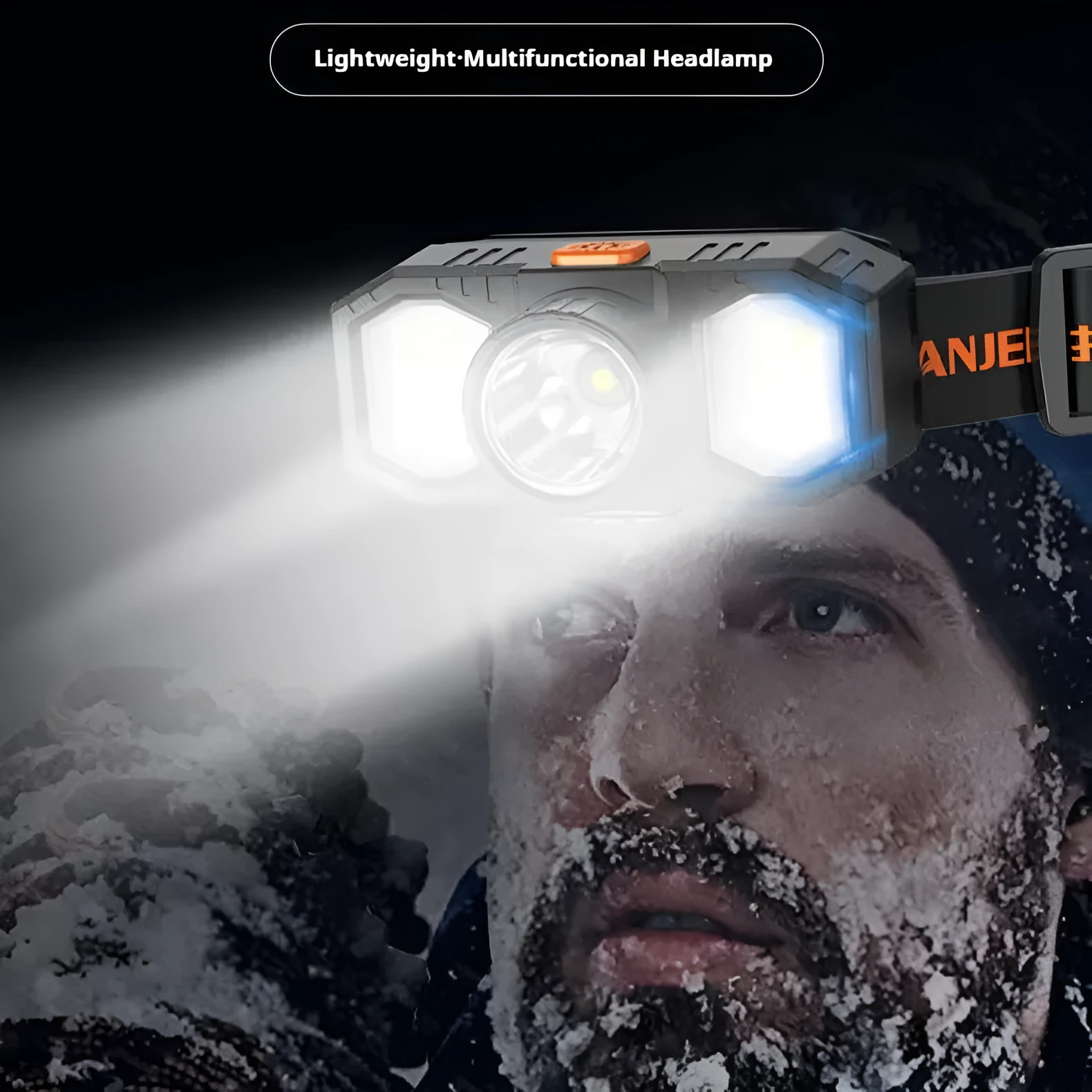 Mini USB rechargeable head-mounted lamp with strong light, plastic body, and built-in battery