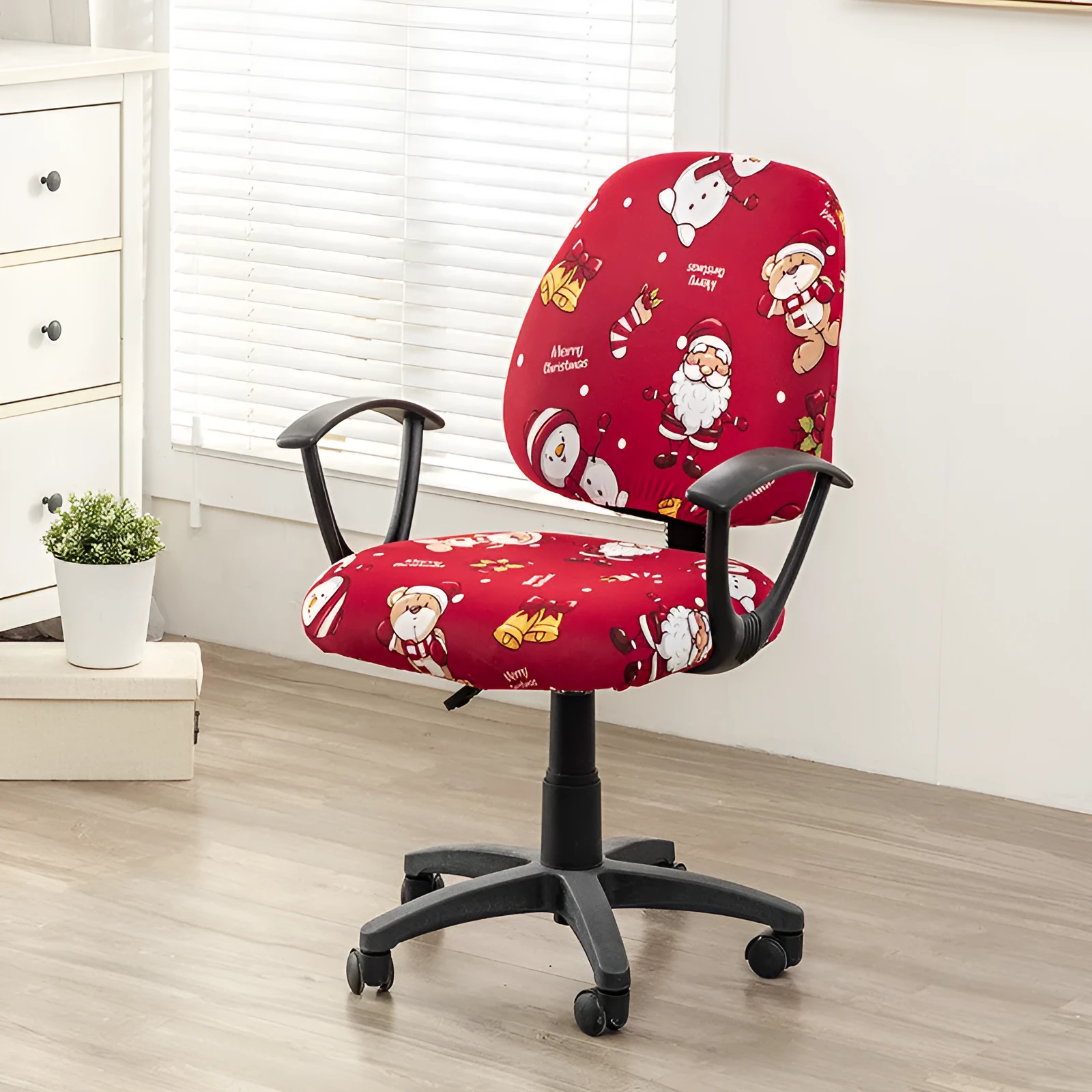 Printed stretch split office chair cover in abstract pattern, free size, polyester fabric for European and American household