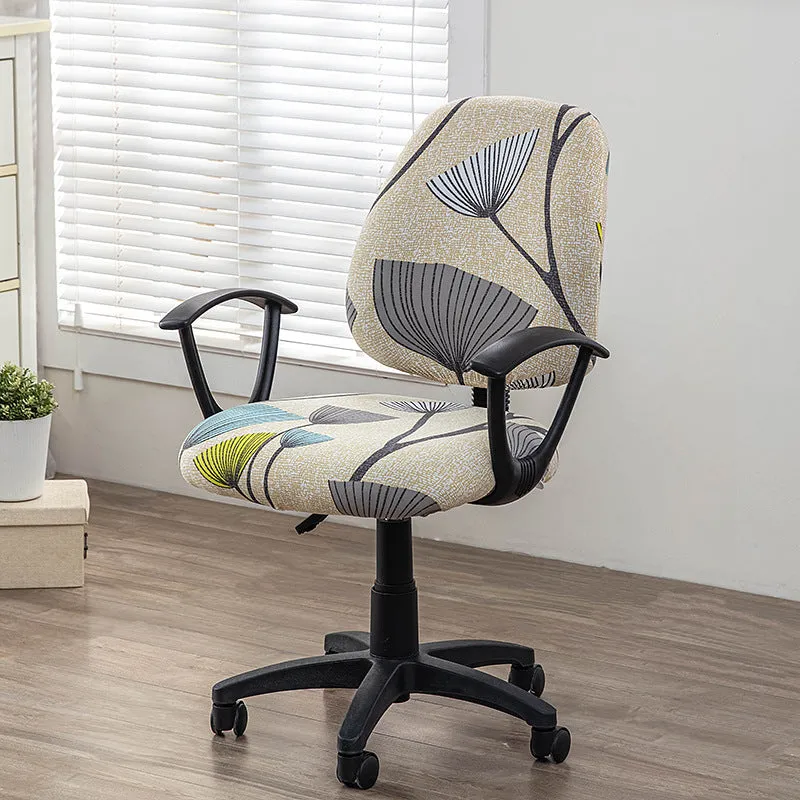 Printed stretch split office chair cover in abstract pattern, free size, polyester fabric for European and American household