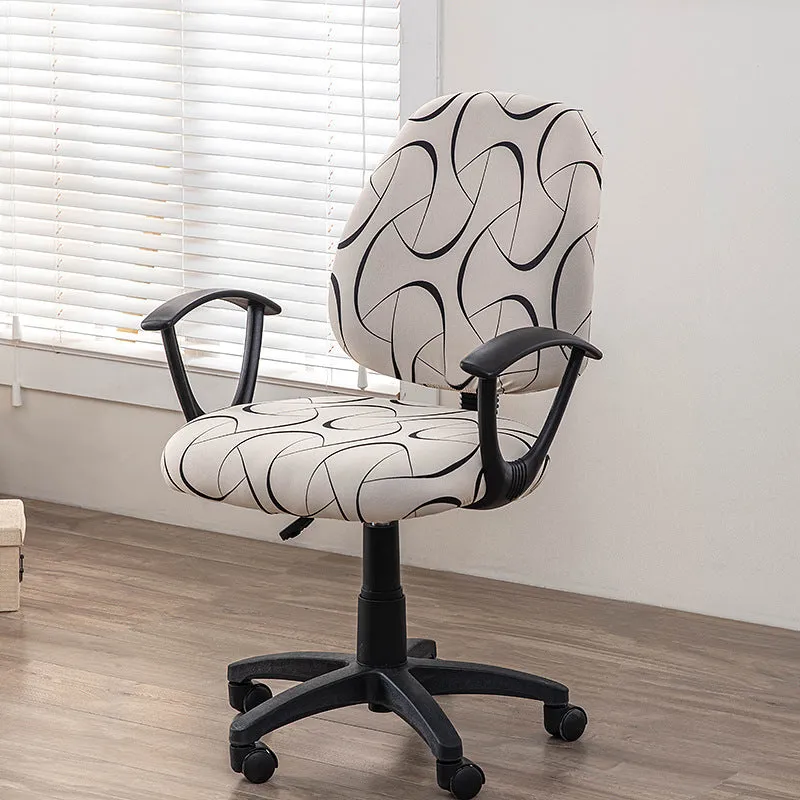 Printed stretch split office chair cover in abstract pattern, free size, polyester fabric for European and American household