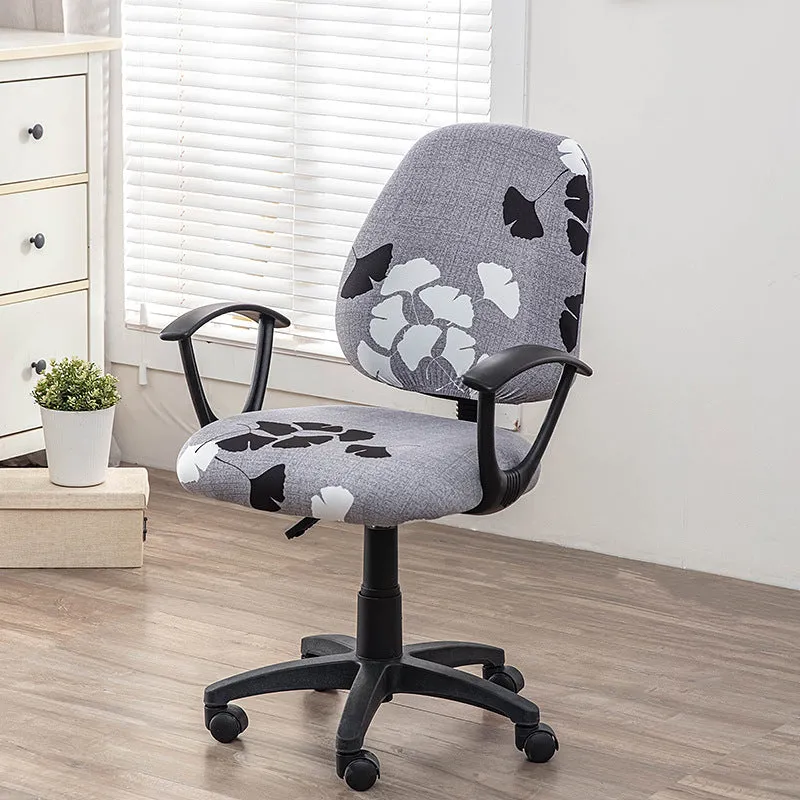 Printed stretch split office chair cover in abstract pattern, free size, polyester fabric for European and American household
