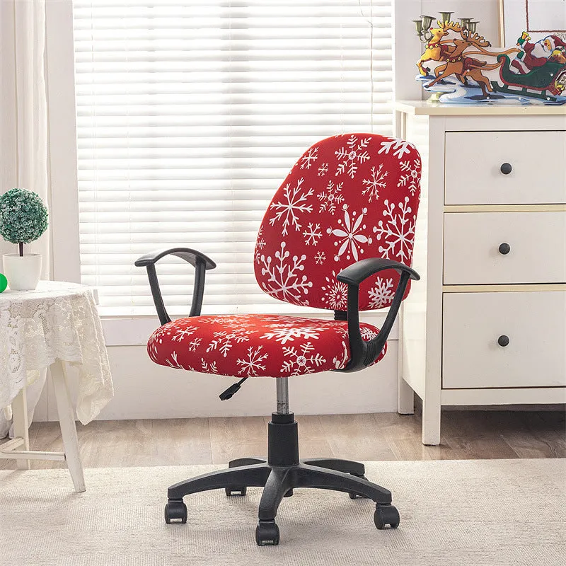 Printed stretch split office chair cover in abstract pattern, free size, polyester fabric for European and American household