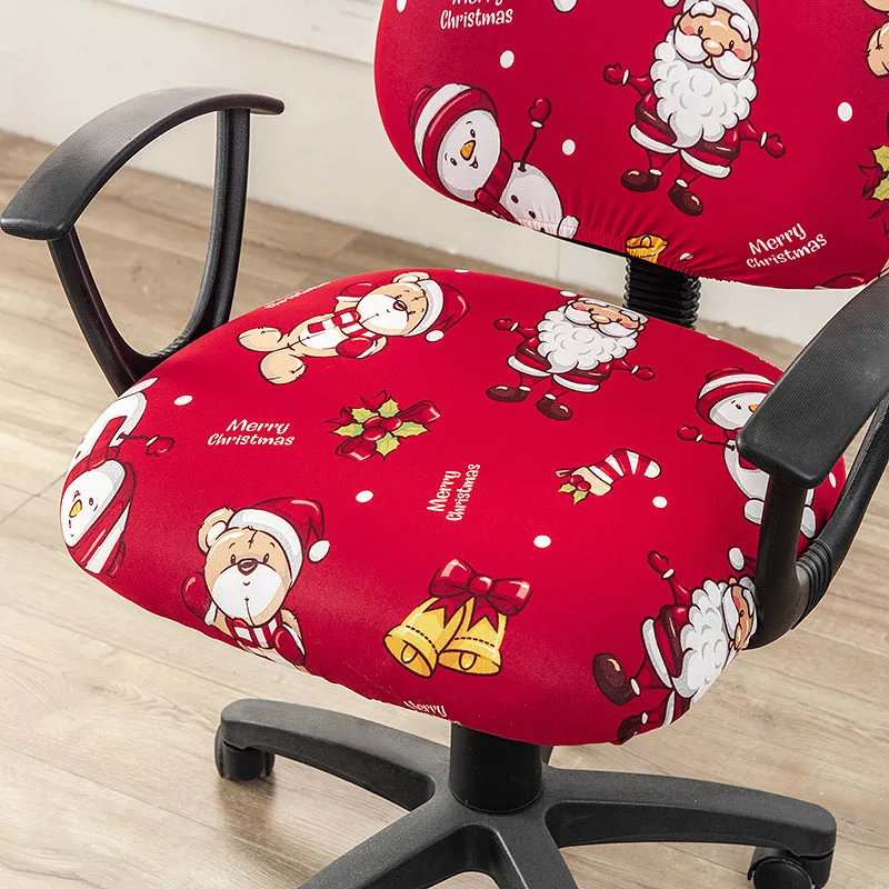 Printed stretch split office chair cover in abstract pattern, free size, polyester fabric for European and American household