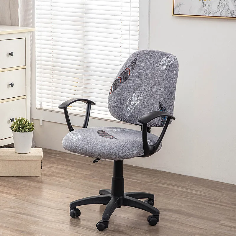 Printed stretch split office chair cover in abstract pattern, free size, polyester fabric for European and American household