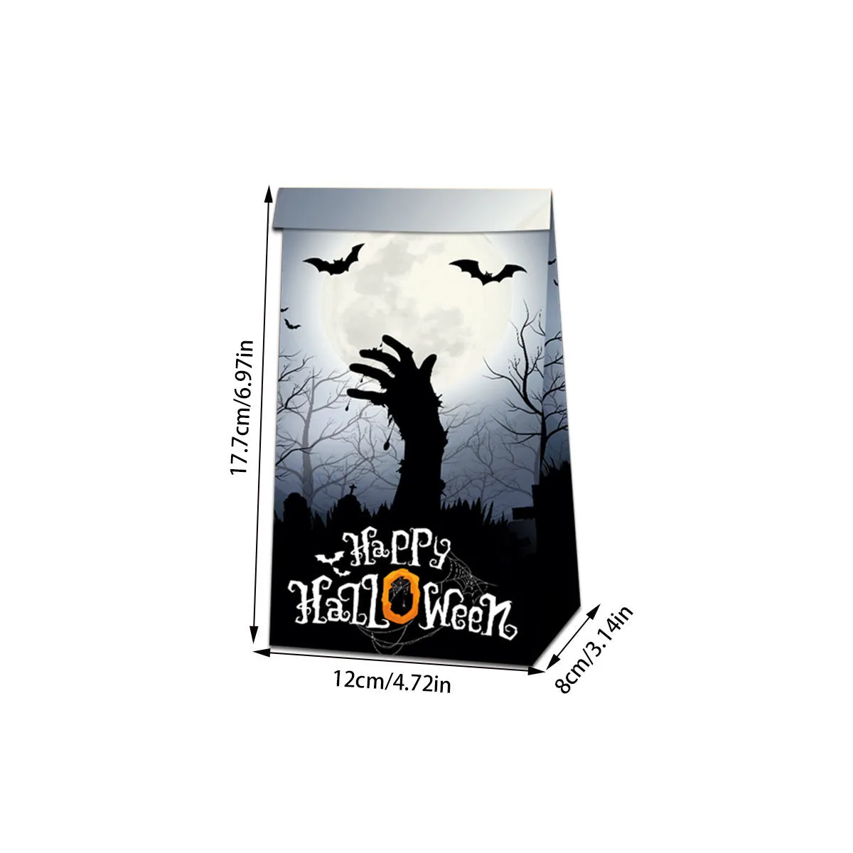 Halloween paper bag sealed sticker set showing 12 paper bags and 18 decorative stickers for candy packaging props.