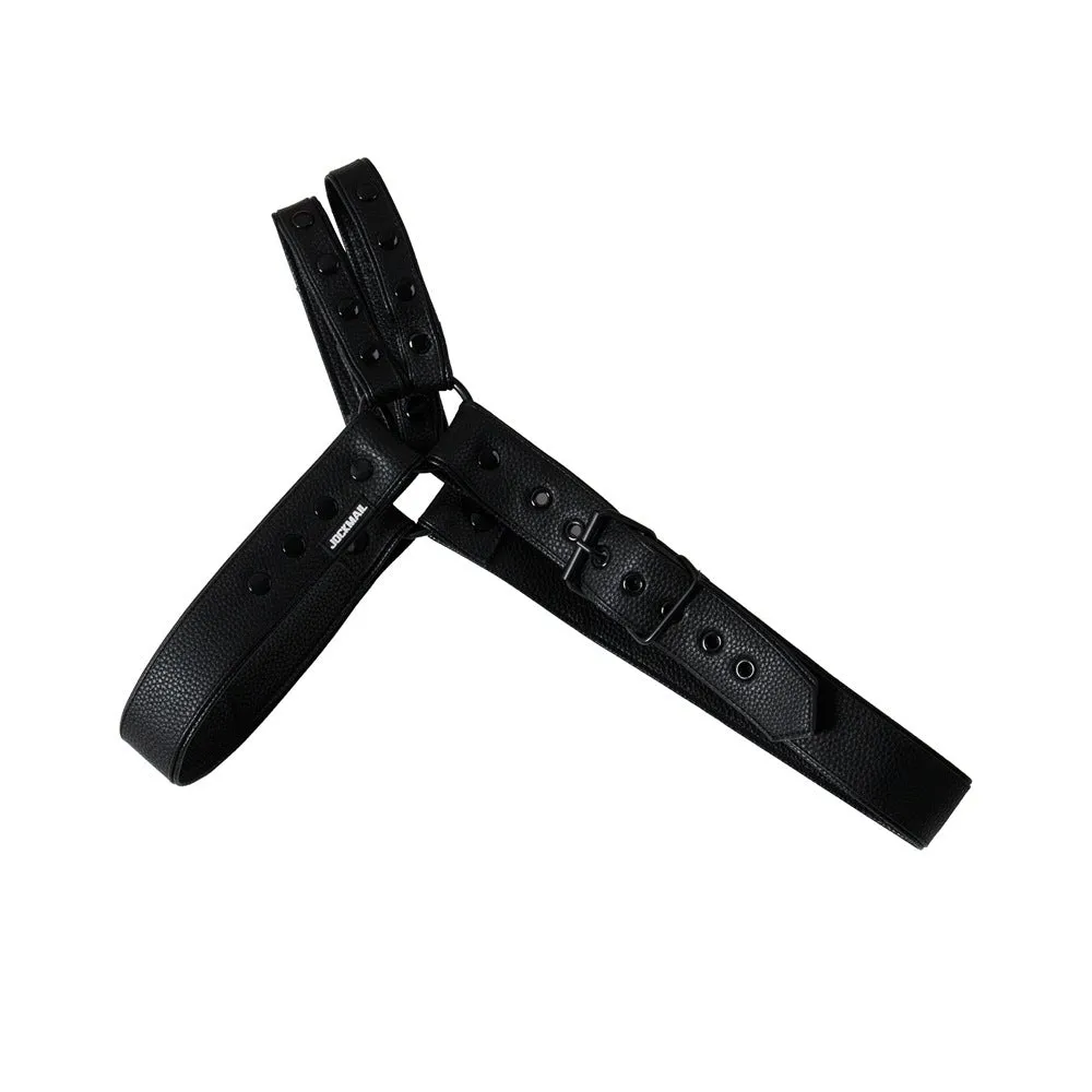 Men's black synthetic leather detachable shoulder chest strap for sports protective gear