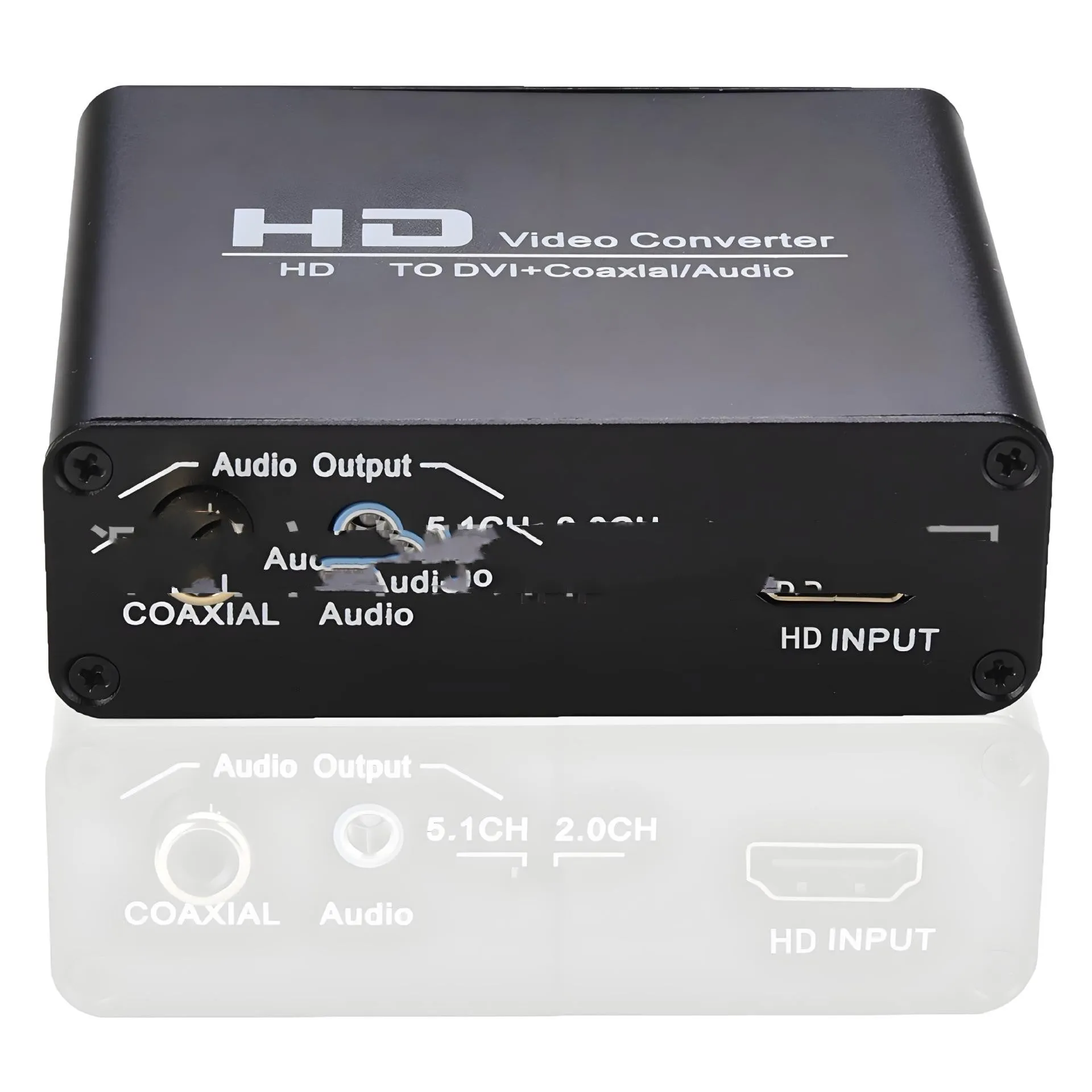Black HDMI to DVI video converter with 1.5m cable and separate audio output port