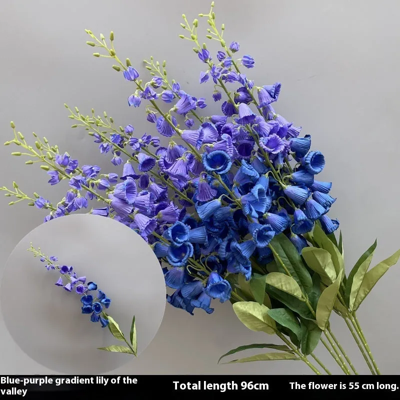 Haze Blue series silk flower bouquet with blue artificial roses and small wildflowers