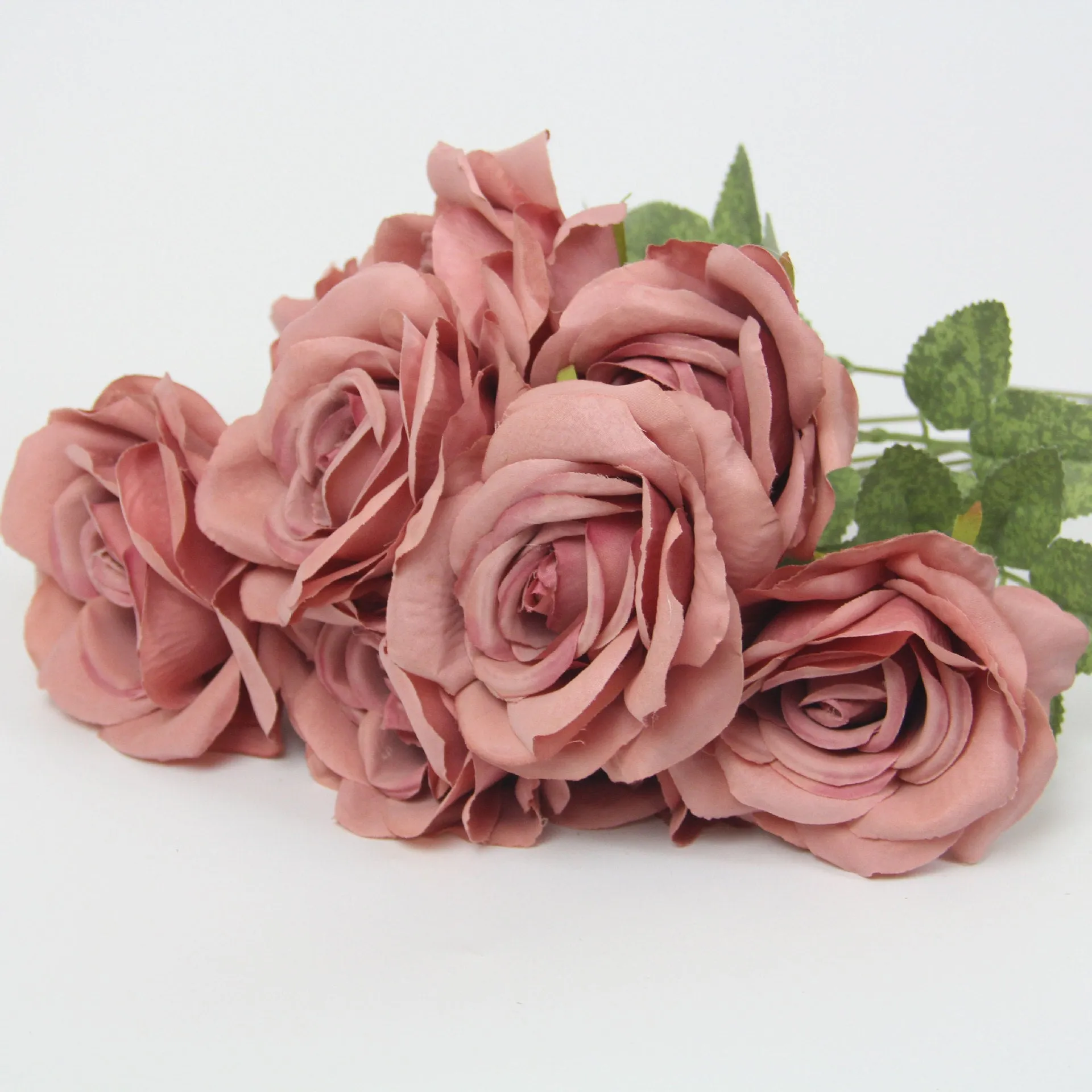 Silk simulation 10-head rose artificial bouquet 53cm tall in pink for wedding and home decoration