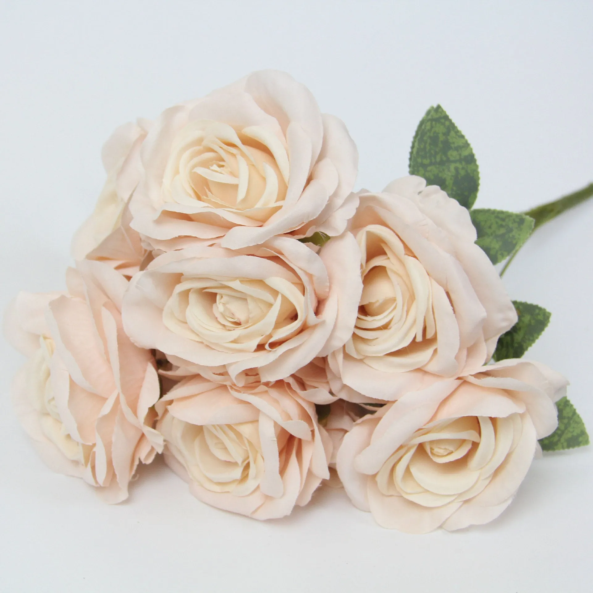 Silk simulation 10-head rose artificial bouquet 53cm tall in pink for wedding and home decoration