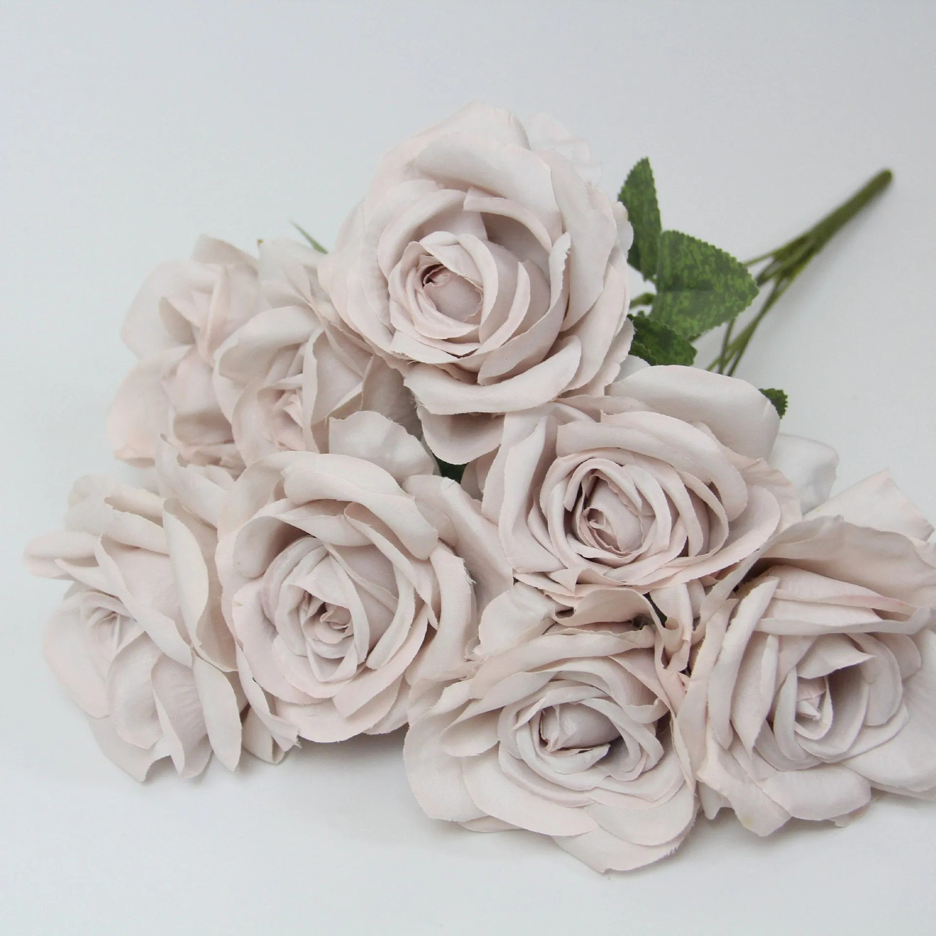 Silk simulation 10-head rose artificial bouquet 53cm tall in pink for wedding and home decoration