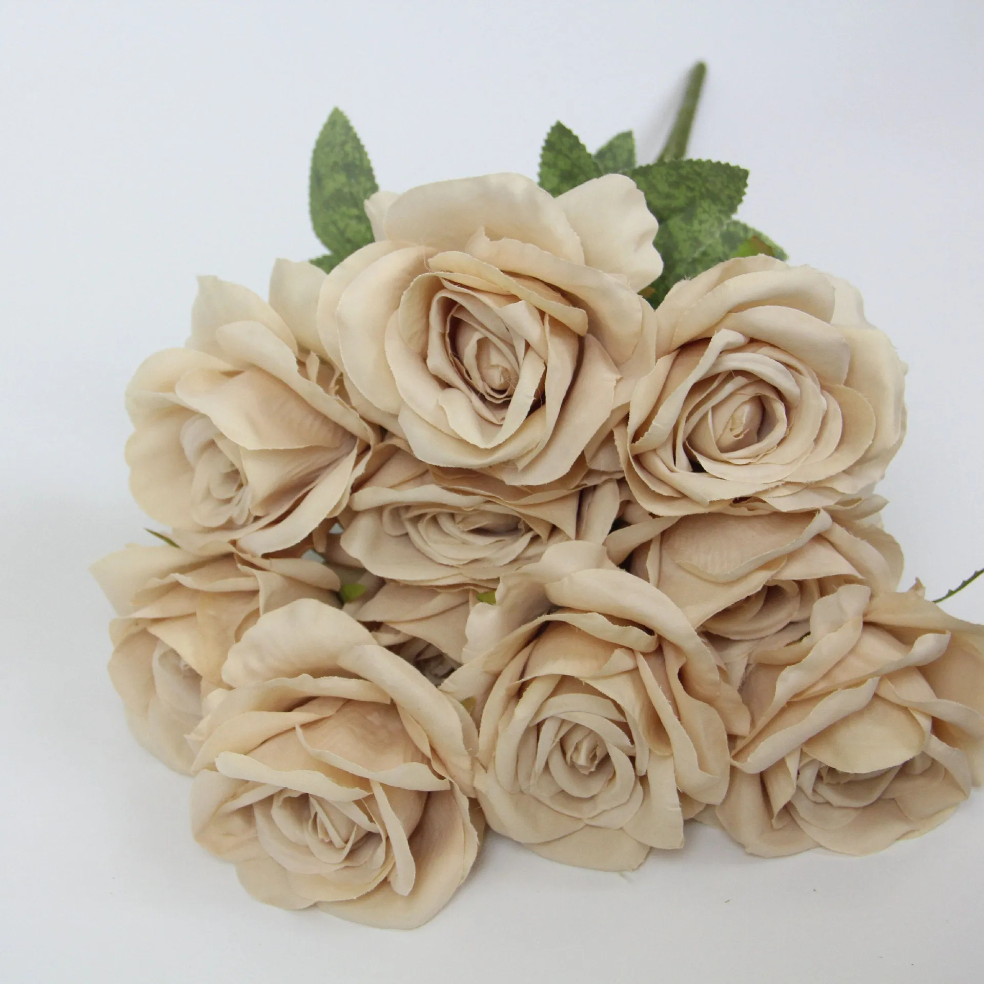 Silk simulation 10-head rose artificial bouquet 53cm tall in pink for wedding and home decoration