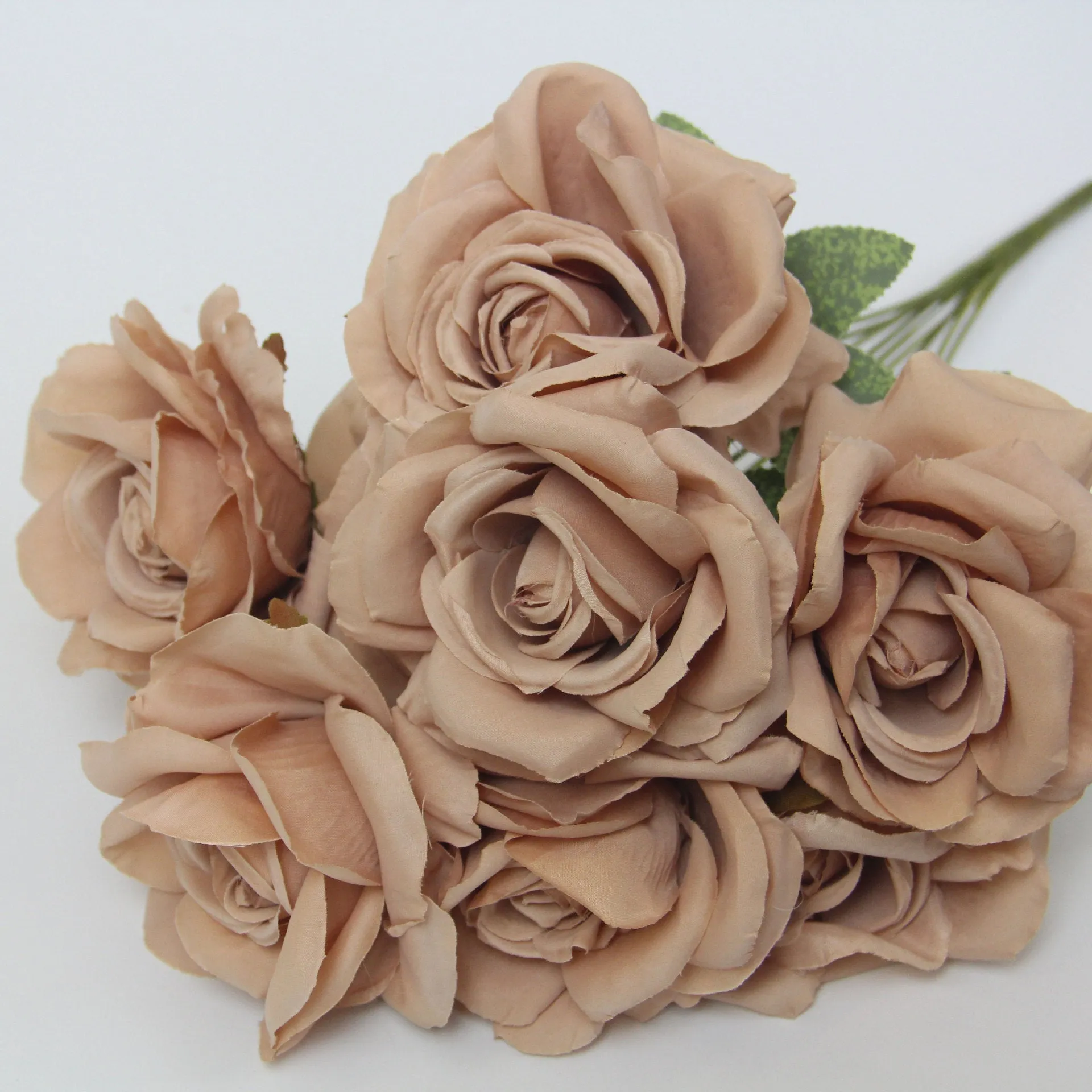 Silk simulation 10-head rose artificial bouquet 53cm tall in pink for wedding and home decoration