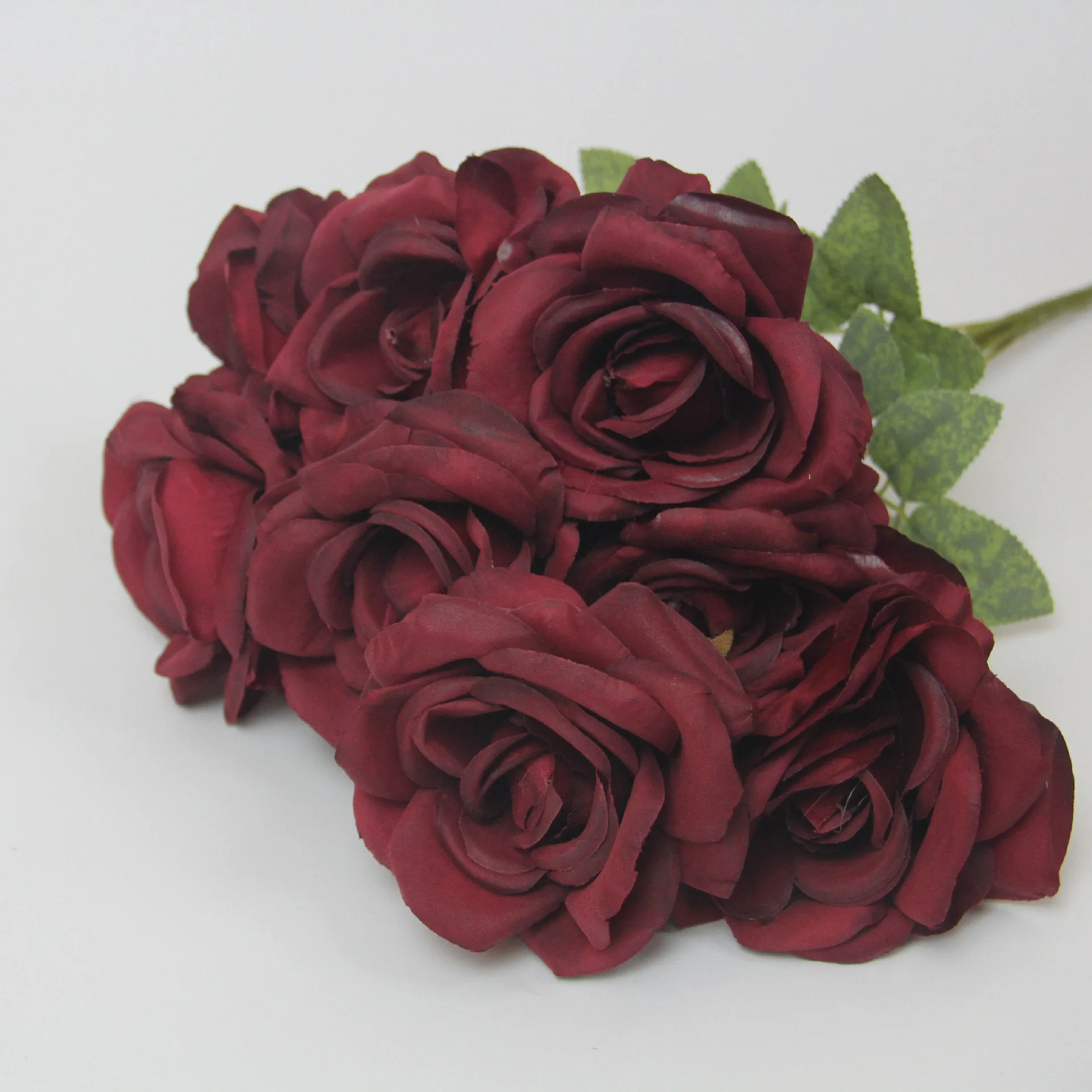 Silk simulation 10-head rose artificial bouquet 53cm tall in pink for wedding and home decoration