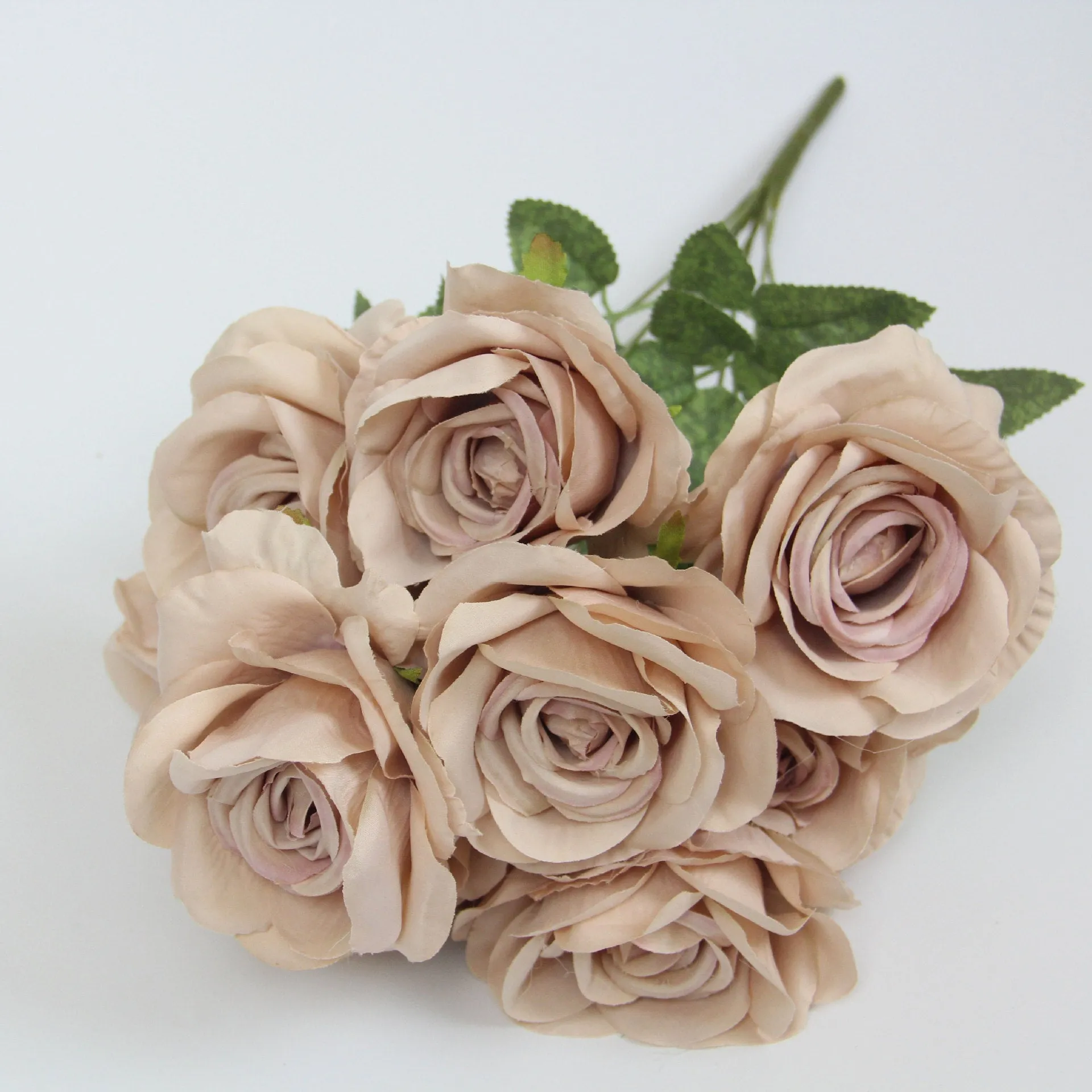 Silk simulation 10-head rose artificial bouquet 53cm tall in pink for wedding and home decoration
