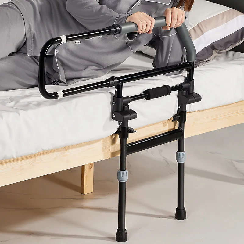Carbon steel bedside armrest with PU sponge armrest, height adjustable knob 32-50cm, three-gear 64-84cm, floor foldable